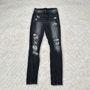 Buckle Black Women's 25 Black Skinny Jeans Distressed Emo Grunge Punk Skater